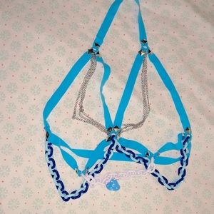 Blue mushroom harness top